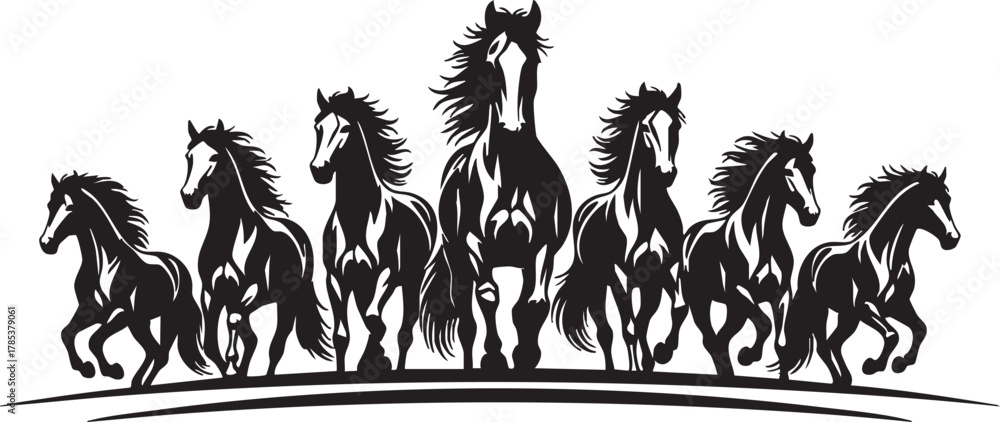 set of horses vector silhouette Stock Vector | Adobe Stock