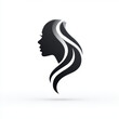 © Sergei - Stylized female head silhouette, sleek and elegant, with flowing hair for a beauty or salon logo against a white background
