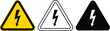© Rehana - Three triangular warning signs with lightning bolt symbol danger electricity