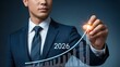 © SD AI - Visionary leader crafting a dynamic growth graph for 2026 on an interactive screen, representing innovation, ambition, and corporate prosperity