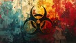 © risma - Bold biohazard symbol on a colorful, textured splatter background