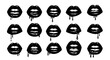 © SALMA - dripping black lips vector illustration set with various expressions