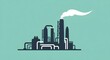 © Dissanayaka - A flat design icon of a modern industrial power station. The design features a simplified silhouette of a gas refinery with towers, pipes, and a single smoke plume, representing energy and production.