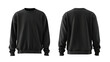 © Rizki - Black crewneck sweatshirt front & back view, blank template