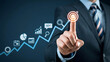 © Imagin  - Achieve business goals with strategic planning pointing to target on growth chart