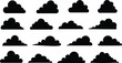 © MdShahin - Cloud silhouette vector set, black cloud icons, stylized weather shapes, graphic design elements, atmospheric illustration pack, diverse cloud contour collection, sky symbol art