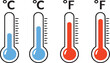 © Nizam - Thermometer Icons Set – Celsius & Fahrenheit Temperature Measurement Vector Illustration