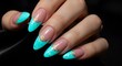 © Mehrab Nabil - Bright Turquoise Glitter French Manicure Nails