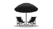 © Mstsalma - a black umbrella shades two chairs perfect for relaxing outdoors, isolated on white background