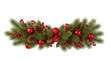 © Hemal Ahmed - Festive christmas garland with pine cones red baubles and ribbons isolated on transparent background