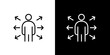 © Tifany - Vector line icon of a person with arrows pointing in multiple directions, symbolizing opportunities, skills, and influence