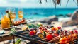 © santima - Delicious skewers on the beach with drinks.