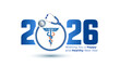 © New concept & ideas - 2026, Happy and healthy new year card design with medical care and doctor stethoscope.