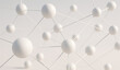 © Victoria - Abstract network of interconnected white spheres representing data flow, global communication, technology, and scientific structures with a clean, modern aesthetic
