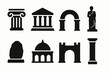 © Nataliia - Silhouette icons of ancient architectural structures and sculptures