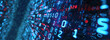 © SizeSquare's - Digital Data Flow: A captivating display of binary code, illuminating the complex world of information and technology with a modern aesthetic, with a cool blue hue.