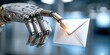 © keks20034 - Futuristic Robotic Hand Holding Digital Envelope Symbol of AI Email Communication
