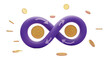 © MAMUNURRASHID - Purple Infinity Loop with Bitcoin and Dollar Coins isolated on a transparent background cryptocurrency