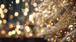© tao - Close - up of a Christmas tree with pine branches and light bulbs creating a bokeh effect against a blurred background, symbolizing the warm and cozy Christmas atmosphere.