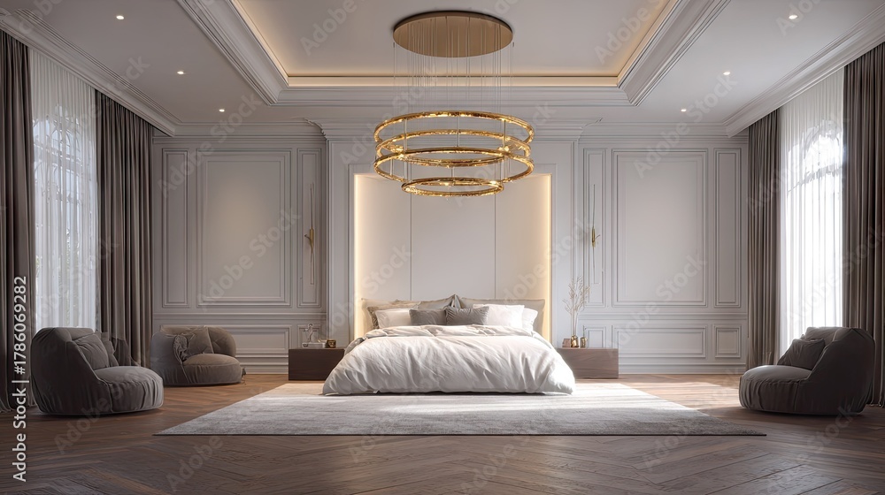 Elegant bedroom interior design with luxurious details. Stock ...