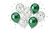 © ana - Vector illustration of green and clear balloons with confetti on a white background