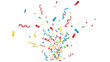 © ana - Vector illustration of colorful confetti and streamers exploding on a white background