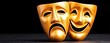 © Robert Kneschke - Golden Comedy and Tragedy Masks on Dark Background for Theater Performances and Dramatic Arts Presentations Symbolizing Duality and Human Emotion
