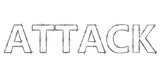 The word 'ATTACK' made from 3D rendered barbed wire