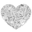 © balabolka - Sketchy vector set of Hawaii cartoon doodle objects, symbols and items. Heart form composition