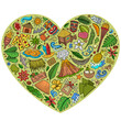 © balabolka - Colorful vector set of Hawaii cartoon doodle objects, symbols and items. Heart form composition