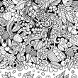 © balabolka - Berry Fruits cartoon vector doodles border illustration