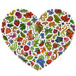 © balabolka - Colorful vector set of Berries cartoon doodle objects, symbols and items. Heart form composition