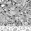 © balabolka - Candies cartoon vector doodles illustration. Sweet food frame design. Confection elements and objects background.