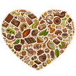 © balabolka - Colorful vector set of Chocolate cartoon doodle objects, symbols and items. Heart form composition