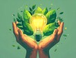 © Abubu - national energy conservation day eco-friendly concept with hands and lightbulb