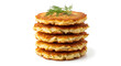 © AFSONA - Stack of golden brown potato pancakes topped with dill