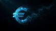 © REHENA - Digital euro symbol shimmering with blue light particles against a dark background creates a futuristic finance concept