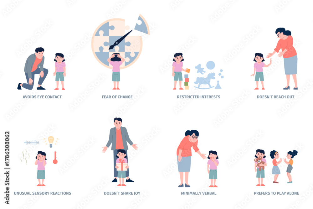 Autism spectrum disorder. Mental health problems, autistic little girl ...