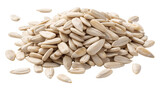 Pile of hulled white sunflower seeds, a healthy raw snack. Isolated on transparent background, png