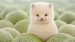 © Sonya - A small white dog sitting on top of a pile of melons