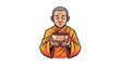 © Tadeu - Peaceful Buddhist Monk Holds Alms Bowl With Serene Expression Isolated on Transparent Background Calmness Meditation