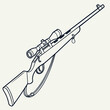© Abu - Outline Drawing of a Hunting Rifle with Scope weapon firearm