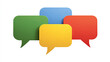 © Oksana - Colorful group chat icon featuring four speech bubbles in green, blue, yellow, and red, arranged in a cluster, symbolizing communication and interaction in digital conversations