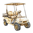© Sajana Jayathissa - Watercolor Gold Beige Rustic Golf Cart Clipart Vector