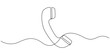 © Vector Man - Line drawing handset cell. Single draw phone icon, line art contact us concept, telephone continuous monoline drawing.one line drawing of retro telephone with copy space. Vector illustration