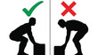 © Abidinawan Design - Correct and incorrect lifting posture a silhouette vector illustration showing proper body mechanics for workplace safety and training materials