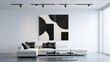 © Samiron - Modern living room interior with white sofa, abstract painting, and track lighting creating a minimalist and stylish space for relaxation and contemporary living
