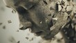 © Supachok - surreal human face breaking apart into polygonal fragments, floating in mid-air, fine art style, subtle depth of field, cool desaturated tones, emotional tension,