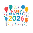 © PasanWilliams - Flat Vector Happy 2026 New Year Greeting Card Design -Fireworks, Stars, Celebration Theme