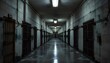 © Nataliya - Long hallway inside a jail facility with barred cell doors and harsh lighting, creating a stark institutional atmosphere and strong perspective in a secure detention corridor